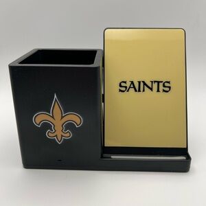 NFL New Orleans Saints Black and Gold Desk Organizer and 15w Phone Charger
